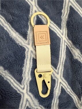 Neutral Canvas Key Holder with Tan Leather Accent
